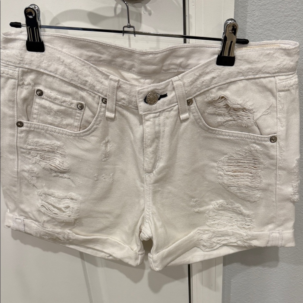 Rag & Bone White Distressed Jean Shorts